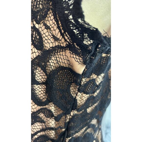 Vtg Black Lace Dress Lined Tulle USA XL Whimsy Goth Punk A-line Holiday LA Scala - Picture 5 of 7